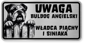 Uwaga pies tabliczka ostrzegawcza 20x10 Buldog Angielski