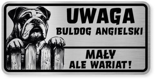 Uwaga pies tabliczka ostrzegawcza 20x10 Buldog Angielski