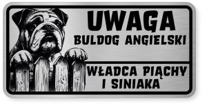 Uwaga pies tabliczka ostrzegawcza 20x10 Buldog Angielski
