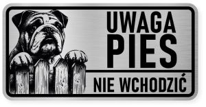 Uwaga pies tabliczka ostrzegawcza 20x10 Buldog Angielski