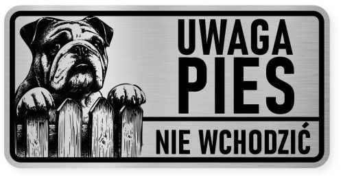 Uwaga pies tabliczka ostrzegawcza 20x10 Buldog Angielski