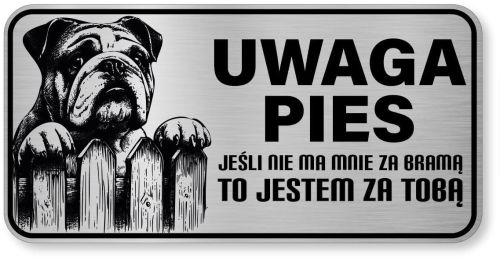 Uwaga pies tabliczka ostrzegawcza 20x10 Buldog Angielski