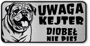 Uwaga pies tabliczka ostrzegawcza 20x10 Buldog Angielski