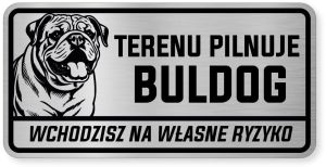 Uwaga pies tabliczka ostrzegawcza 20x10 Buldog Angielski