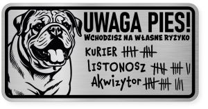 Uwaga pies tabliczka ostrzegawcza 20x10 Buldog Angielski