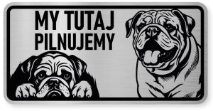 Uwaga pies tabliczka ostrzegawcza 20x10 Buldog Angielski