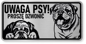 Uwaga pies tabliczka ostrzegawcza 20x10 Buldog Angielski