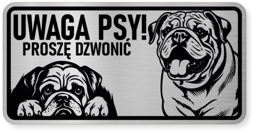 Uwaga pies tabliczka ostrzegawcza 20x10 Buldog Angielski