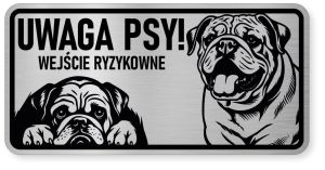 Uwaga pies tabliczka ostrzegawcza 20x10 Buldog Angielski