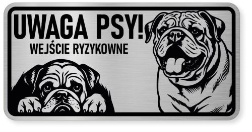 Uwaga pies tabliczka ostrzegawcza 20x10 Buldog Angielski