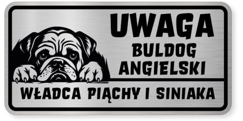 Uwaga pies tabliczka ostrzegawcza 20x10 Buldog Angielski
