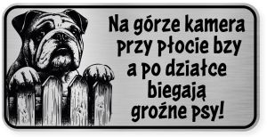 Uwaga pies tabliczka ostrzegawcza 20x10 Buldog Angielski