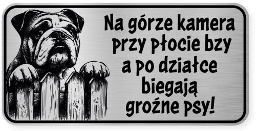 Uwaga pies tabliczka ostrzegawcza 20x10 Buldog Angielski
