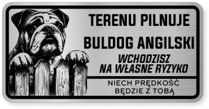 Uwaga pies tabliczka ostrzegawcza 20x10 Buldog Angielski