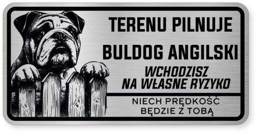 Uwaga pies tabliczka ostrzegawcza 20x10 Buldog Angielski