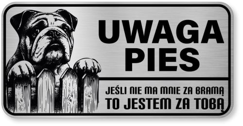 Uwaga pies tabliczka ostrzegawcza 20x10 Buldog Angielski