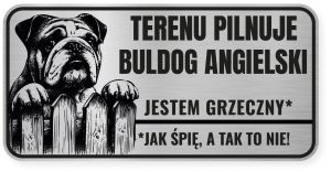 Uwaga pies tabliczka ostrzegawcza 20x10 Buldog Angielski