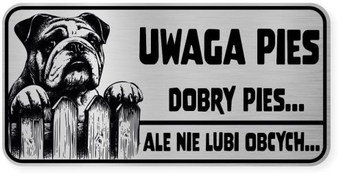 Uwaga pies tabliczka ostrzegawcza 20x10 Buldog Angielski