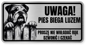 Uwaga pies tabliczka ostrzegawcza 20x10 Buldog Angielski