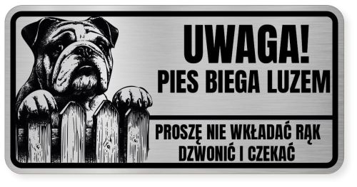 Uwaga pies tabliczka ostrzegawcza 20x10 Buldog Angielski