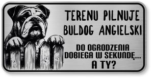 Uwaga pies tabliczka ostrzegawcza 20x10 Buldog Angielski
