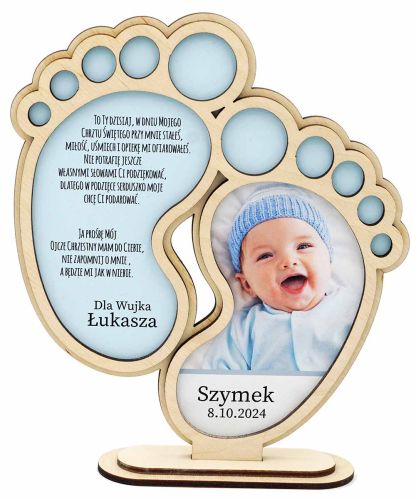 Statuetka w kształcie stópek Podziękowanie dla Rodziców Chrzestnych