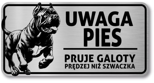 Tabliczka Uwaga pies Cane Corso 20x10