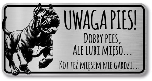 Tabliczka Uwaga pies Cane Corso 20x10
