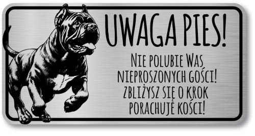 Tabliczka Uwaga pies Cane Corso 20x10