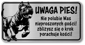 Tabliczka Uwaga pies Cane Corso 20x10