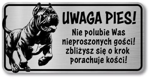 Tabliczka Uwaga pies Cane Corso 20x10