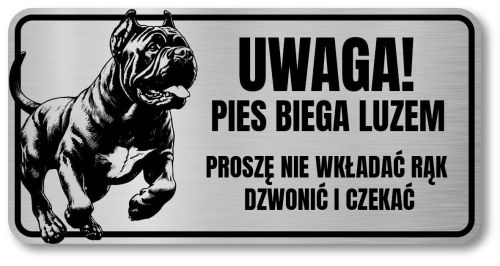 Tabliczka Uwaga pies Cane Corso 20x10