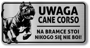 Tabliczka Uwaga pies Cane Corso 20x10