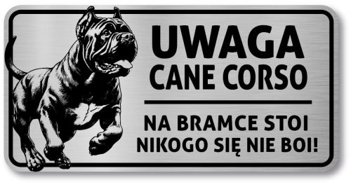 Tabliczka Uwaga pies Cane Corso 20x10