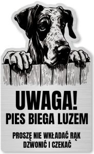 Tabliczka Uwaga pies Dog NIemiecki 25x15