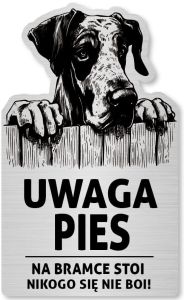 Tabliczka Uwaga pies Dog NIemiecki 25x15
