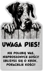 Tabliczka Uwaga pies Dog NIemiecki 25x15