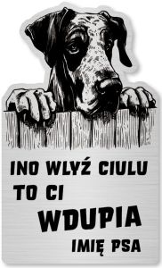 Tabliczka Uwaga pies Dog NIemiecki 25x15
