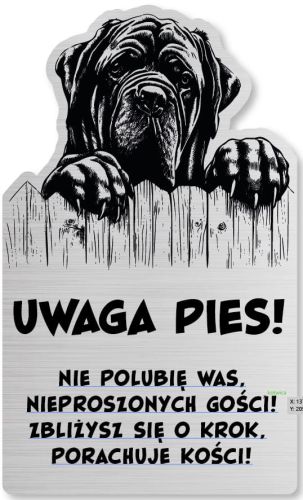 Tabliczka Uwaga pies Cane Corso 25x15