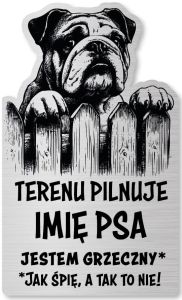 Tabliczka Uwaga pies Buldog Angielski 25x15