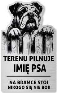 Tabliczka Uwaga pies Buldog Angielski 25x15