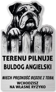 Tabliczka Uwaga pies Buldog Angielski 25x15