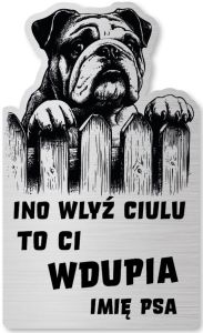 Tabliczka Uwaga pies Buldog Angielski 25x15