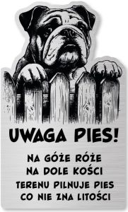 Tabliczka Uwaga pies Buldog Angielski 25x15