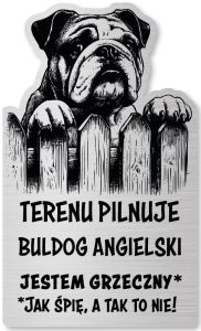 Tabliczka Uwaga pies Buldog Angielski 25x15