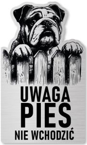 Tabliczka Uwaga pies Buldog Angielski 25x15