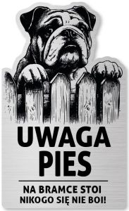 Tabliczka Uwaga pies Buldog Angielski 25x15