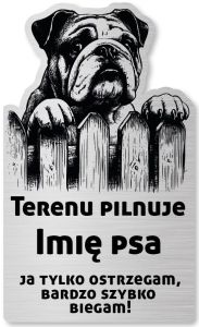 Tabliczka Uwaga pies Buldog Angielski 25x15