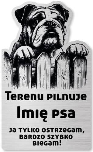 Tabliczka Uwaga pies Buldog Angielski 25x15