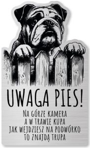 Tabliczka Uwaga pies Buldog Angielski 25x15